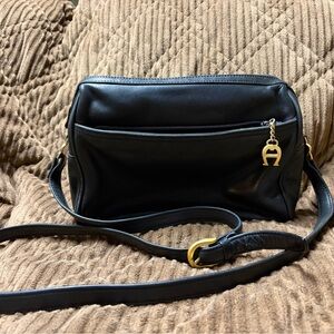 Vintage Etienne Aigner Black Leather Crossbody Purse